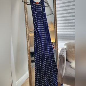 Joe Fresh Racerback Jersey Maxi Dress | Size L | Nautical Blue Stripe
